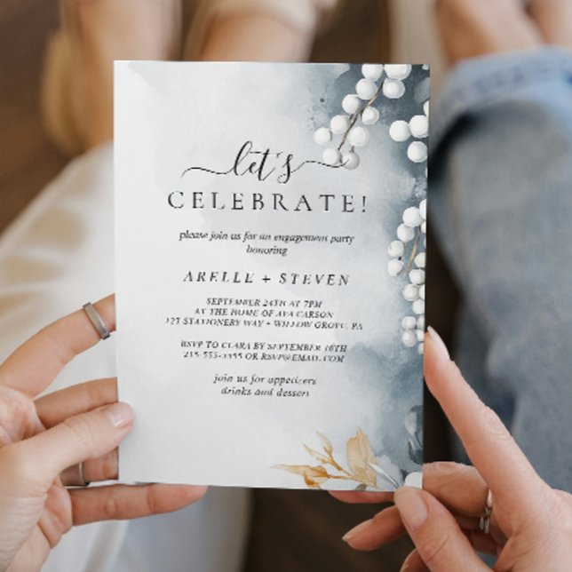 Convite Pérolas brancas e Festas de noivado florais (Criador carregado)