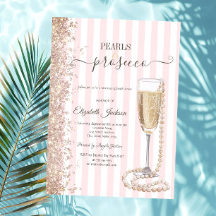 Convite Pérolas Brilhantes & Prosecco Faixa RosaChá de Noi