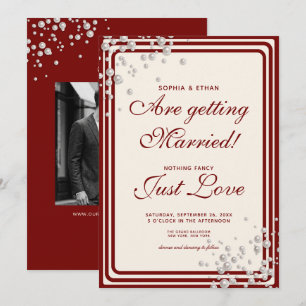Convite Pérolas Burgundy Nada Chique Apenas Amor Casament
