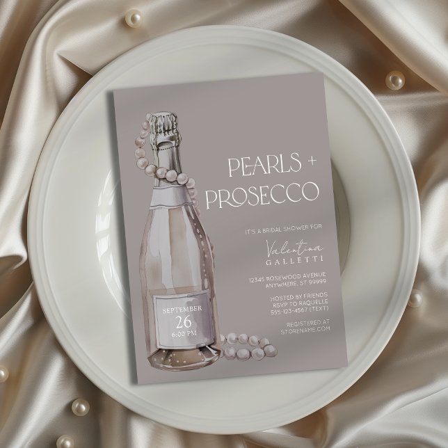 Convite Pérolas + Chá de panela Prosecco (Shown on a 5x7" invitation)