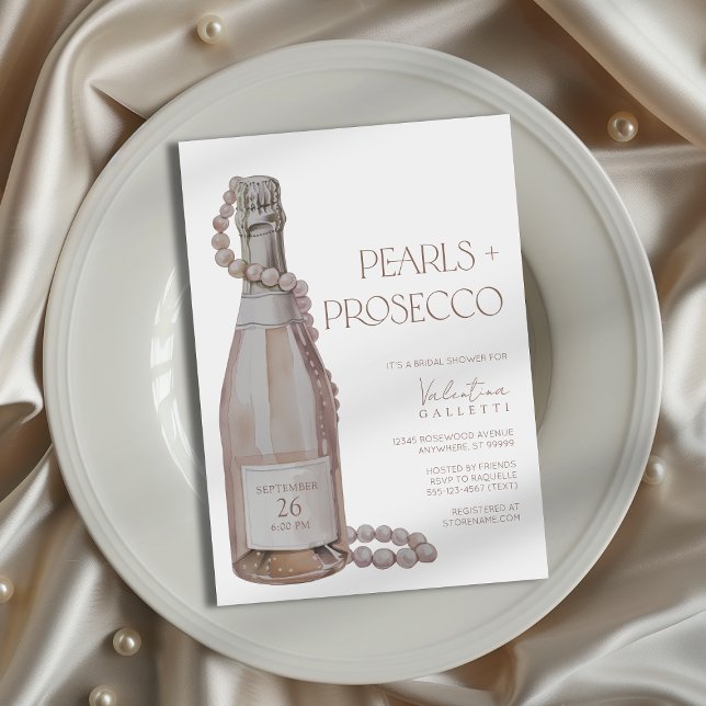 Convite Pérolas + Chá de panela Prosecco (Shown on a 5x7" invitation)