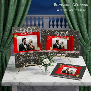 Convite Pérolas de 20 de Prata de Aniversário Negra