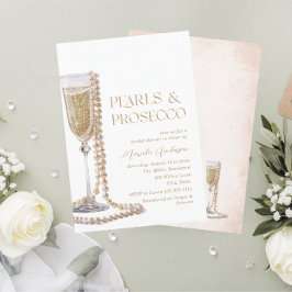 Convite Pérolas de Aquarela Elegantes e Sho Prosecco Brida