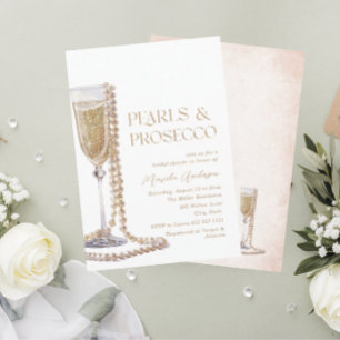 Convite Pérolas de Aquarela Elegantes e Sho Prosecco Brida
