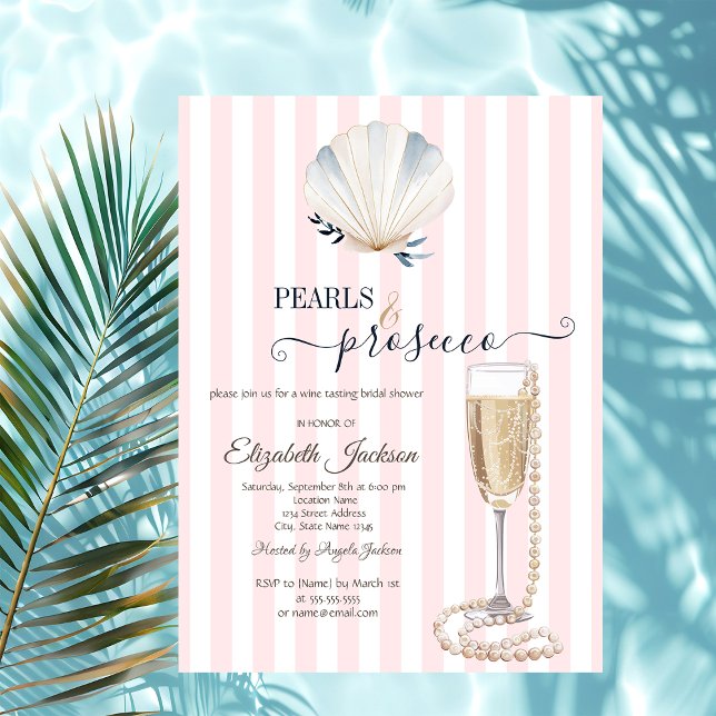 Convite Pérolas de Conchas & Prosecco Listras Rosa (Criador carregado)