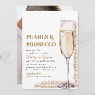 Convite Pérolas de Foto Elegantes e Chá de panela Prosecco