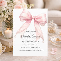 Pérolas de laço rosa elegante Quinceanera luxuoso