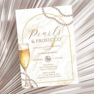 Convite Pérolas de luxo elegantes e Chá de panela Prosecco