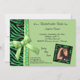 Convite Pérolas De Verde limão E Fitas De Zebra