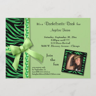 Convite Pérolas De Verde limão E Fitas De Zebra