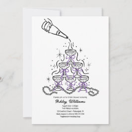 Convite Pérolas desenhadas à mão e Chá de panela Prosecco