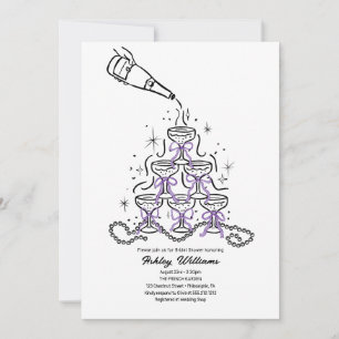 Convite Pérolas desenhadas à mão e Chá de panela Prosecco