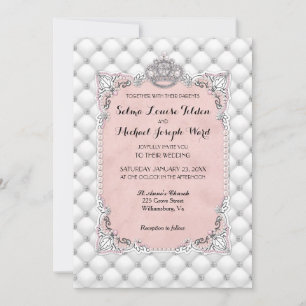 Convite Pérolas & Diamantes Casamento Rosa Glamouroso Form