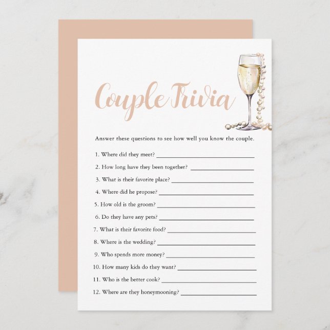 Convite Pérolas Douradas e Casal Prosecco - Jogo Bridal (Frente/Verso)