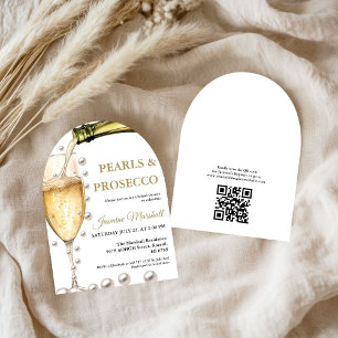 Convite Pérolas Douradas Elegantes e Chá de panela Prosecc
