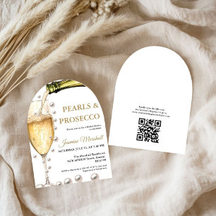 Convite Pérolas Douradas Elegantes e Chá de panela Prosecc