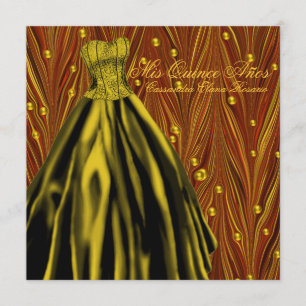 Convite Pérolas Douradas Vestido Dourado Preto Vermelho Do