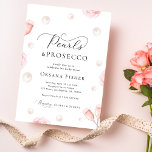 Convite Pérolas e Chá de panela de Prosecco<br><div class="desc">Surpreenda os seus entes queridos com este convite elegante,  com um roteiro elegante e detalhes editáveis. Personalize-o facilmente clicando na opção "personalizar".</div>