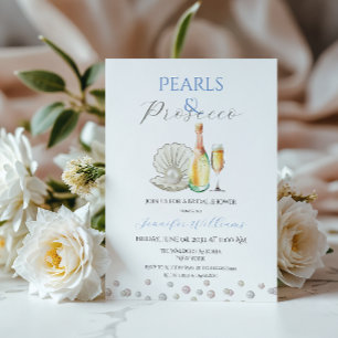 Convite Pérolas e Chá de panela do Tema Azul Prosecco