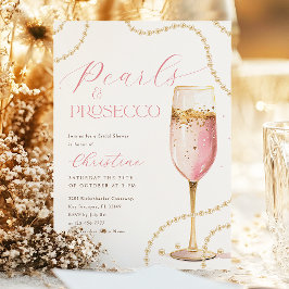 Convite Pérolas e Chá de panela Dourado Rosa Prosecco
