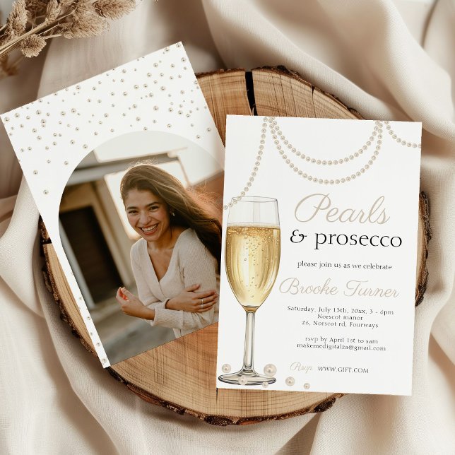 Convite Pérolas e Chá de panela elegante Prosecco (Criador carregado)