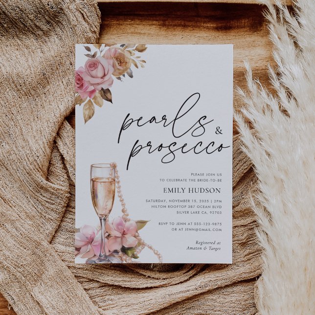 Convite Pérolas e Chá de panela Floral Prosecco (Criador carregado)