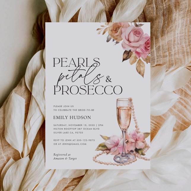 Convite Pérolas e Chá de panela Floral Prosecco (Criador carregado)