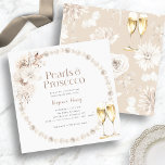 Convite Pérolas e Chá de panela Prosecco<br><div class="desc">Elevem sua celebração com nossos Chás de panela Pérolas e Prosecco. Apresentando delicadas cores aquáticas, creme de bolo e flores bronzeadas adornadas com lindas pérolas e óculos de champanhe de luxo, esta coleção expele sofisticação do eterno. Perfeito para um caso de almoço de champanhe, esta coleção dá o tom para...</div>