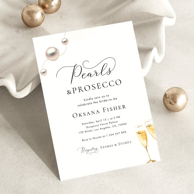 Convite Pérolas e Chá de panela Prosecco - Elegante Minima (Criador carregado)