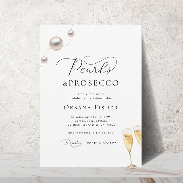 Convite Pérolas e Chá de panela Prosecco - Elegante Minima (Criador carregado)
