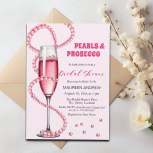Convite Pérolas e Chá de panela rosa com rosca Prosecco