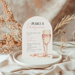 Convite Pérolas e Chá de panela rosa com rosca Prosecco