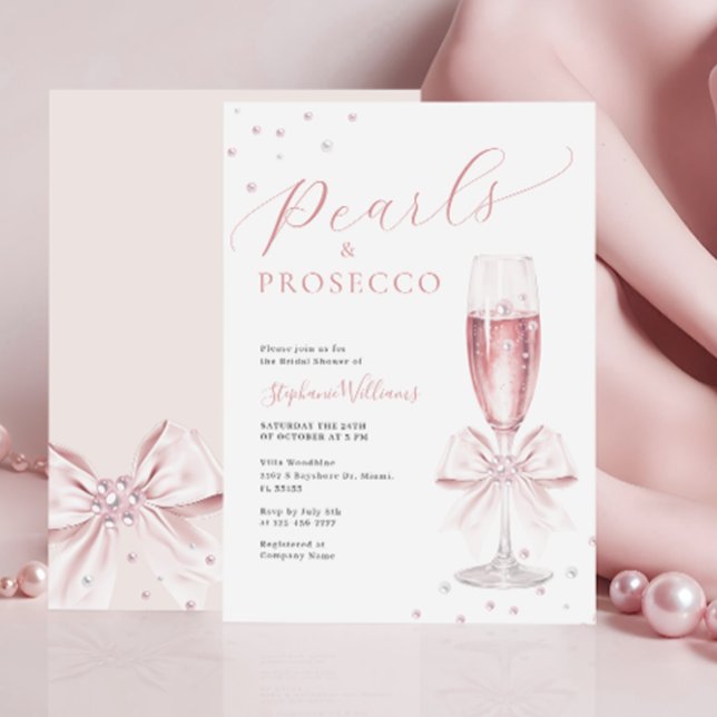 Convite Pérolas e Chá de panela Rosa Prosecco (Criador carregado)