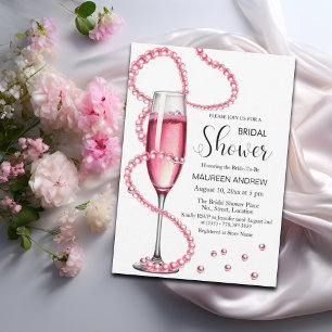Convite Pérolas e Chá de panela rosa-rosado Prosecco