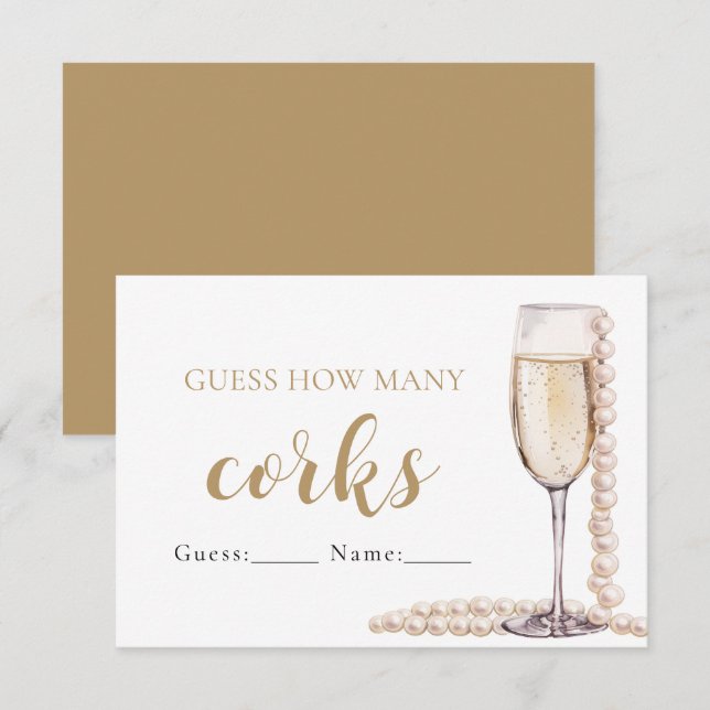 Convite Pérolas e Prosecco Adivinham Quantos Jogos de Cork (Frente/Verso)