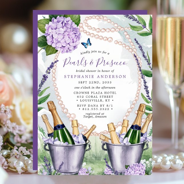 Convite Pérolas e Prosecco Chá de Noiva no Jardim Elegante (Criador carregado)