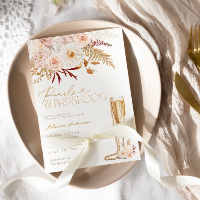 Convite Pérolas e Prosecco com Chá de panela Floral (Criador carregado)