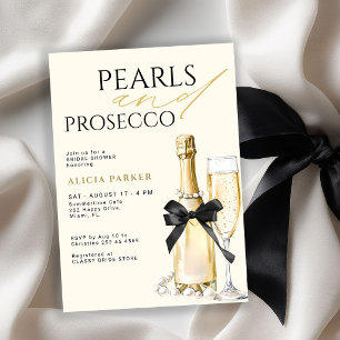 Convite Pérolas e prosecco elegante arco de chuveiro de no