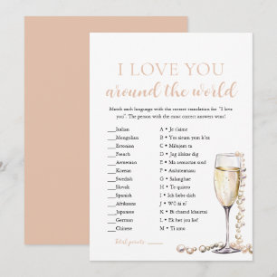 Convite Pérolas e Prosecco Eu Amo Você Ao Redor Do Jogo Mu