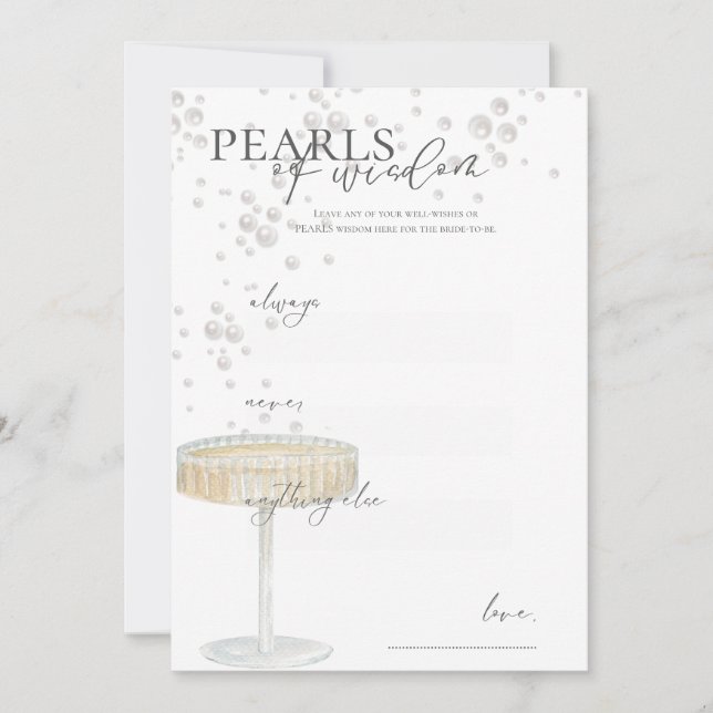 Convite Pérolas e Prosecco Pérolas de Sabedoria Conselho N (Frente)