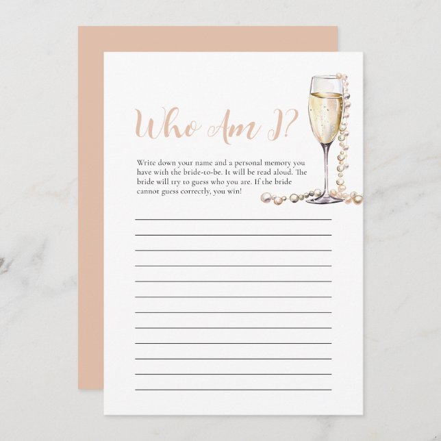 Convite Pérolas e Prosecco, que Sou o Jogo do Chá de panel (Frente/Verso)