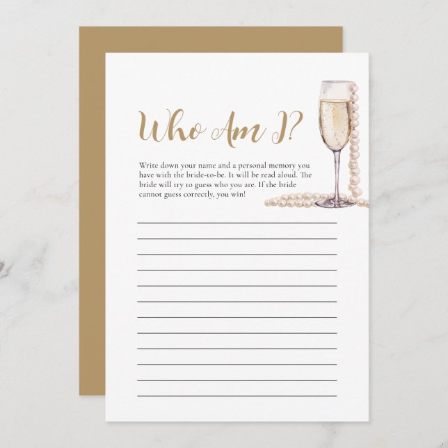 Convite Pérolas e Prosecco, que Sou o Jogo do Chá de panel (Frente/Verso)