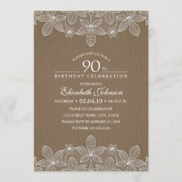 Convite Pérolas e rendas de Festa de aniversário