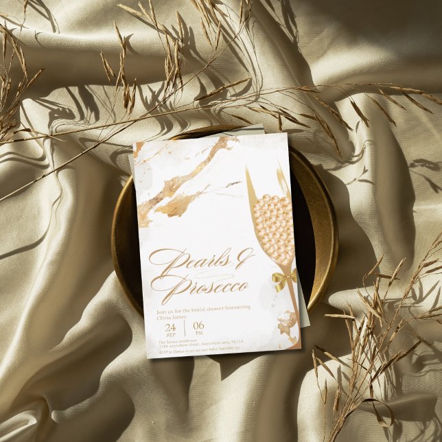 Convite Pérolas Elegantes e chá de panela prosecco (Criador carregado)