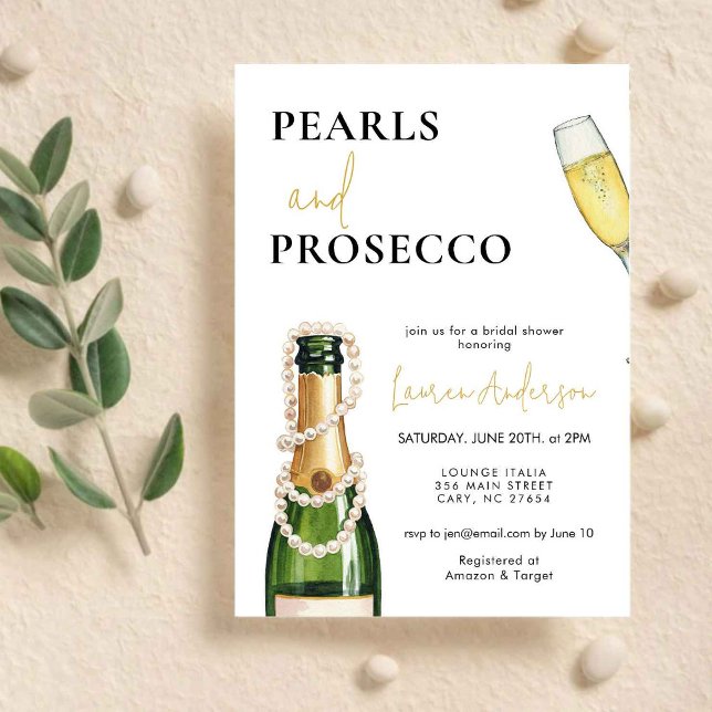 Convite Pérolas Elegantes e Chá de panela Prosecco (Criador carregado)