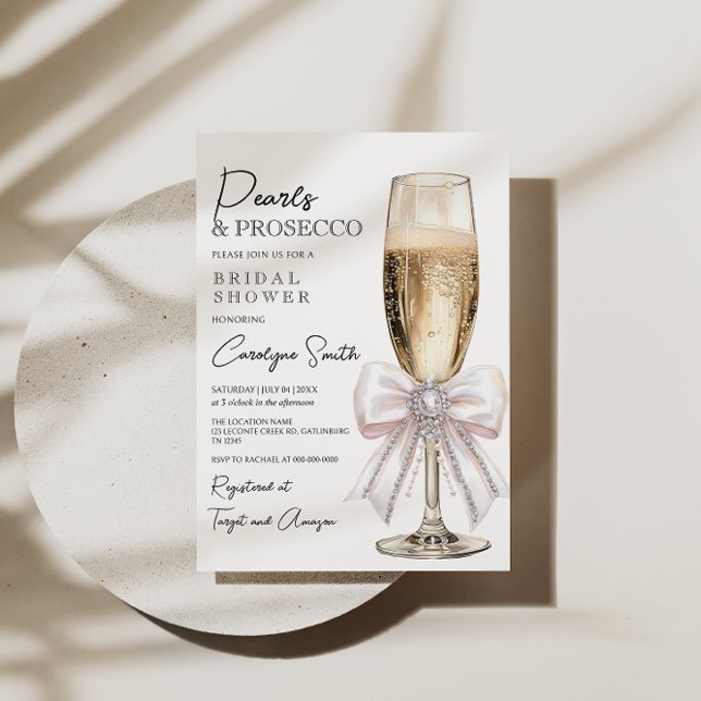 Convite Pérolas Elegantes e Chá de panela Prosecco (Criador carregado)