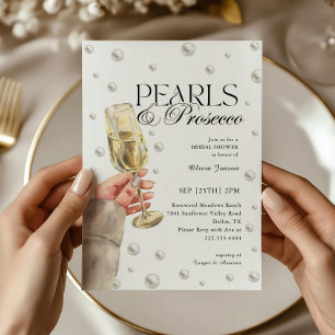 Convite Pérolas Elegantes e Chá de panela Prosecco Brunch