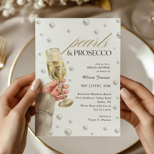 Convite Pérolas Elegantes e Chá de panela Prosecco Brunch