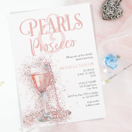 Convite Pérolas Elegantes e Prosecco Boho Blush de Verão R