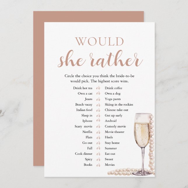 Convite Pérolas Elegantes e Prosecco Iria Preferencialment (Frente/Verso)